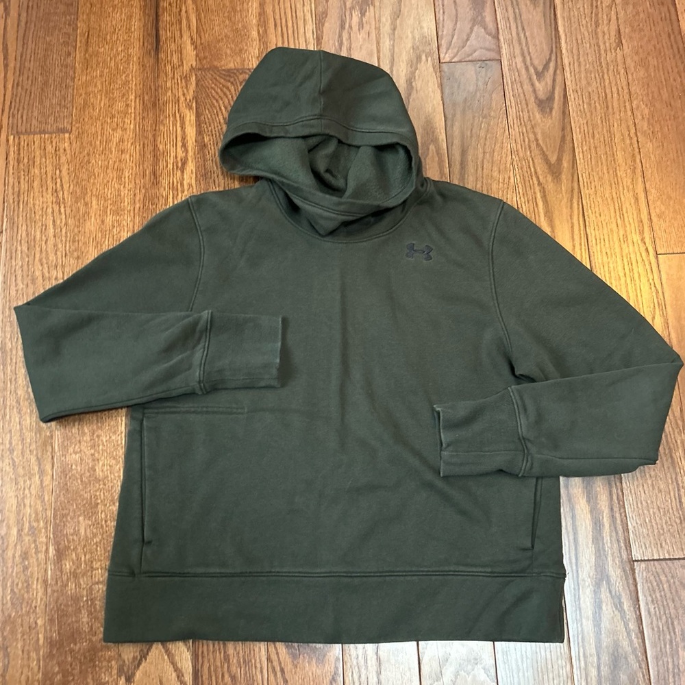 Under Armor Loose Forest Olive Green Pullover Hoodie Cowl Neck Size M